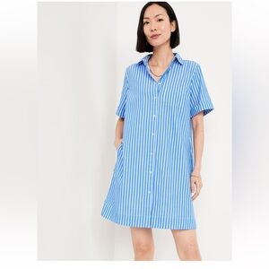 Old Navy Blue Striped Shirt Dress